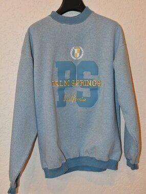 NWOT Vintage Unisex Palm Springs California Sweatshirt LightBlue -L- Men/Women